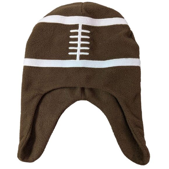 Toddler Football Brown Fleece Beanie Hat Winter Snow‎ Gear One Size Fit Most - Picture 1 of 5
